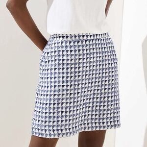 LOFT Navy and White Checkered Mini Skirt